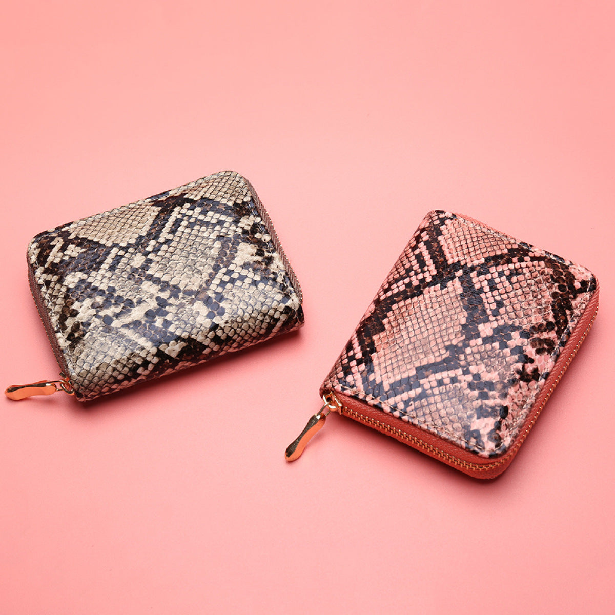 Snakeskin Print Zip Coin Wallet