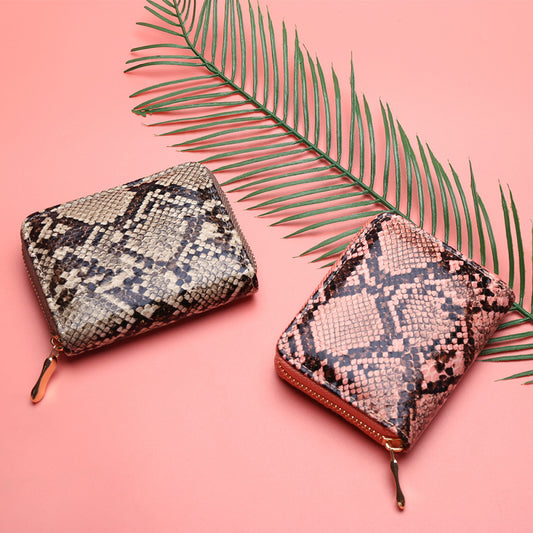 Snakeskin Print Zip Coin Wallet