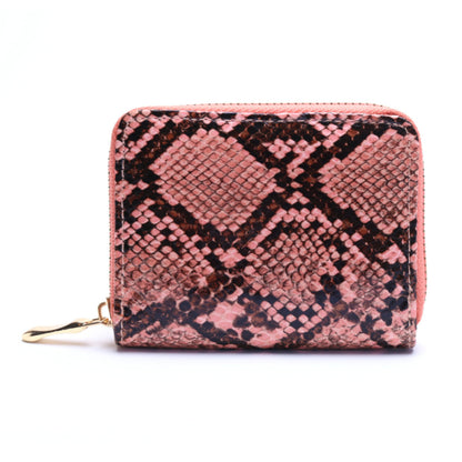 Snakeskin Print Zip Coin Wallet