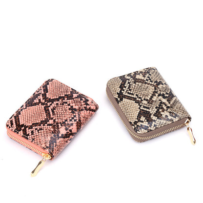 Snakeskin Print Zip Coin Wallet