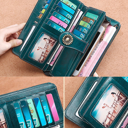 Cutout Floral Leather Clutch Wallet
