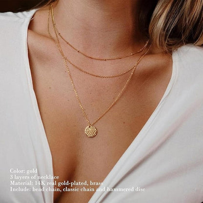 Layered Coin Pendant Necklace Set