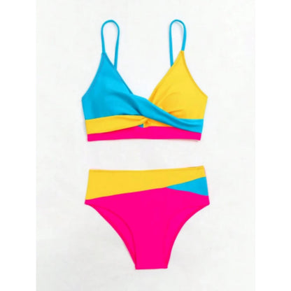 Split Swimsuit Color Contrast Bikini