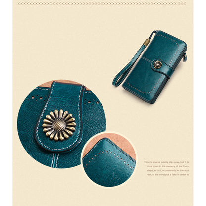 Cutout Floral Leather Clutch Wallet