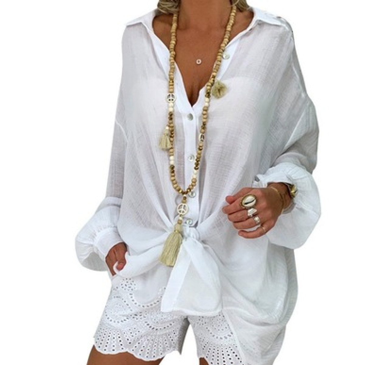 Women Shirts Casual Ripped Female blouse