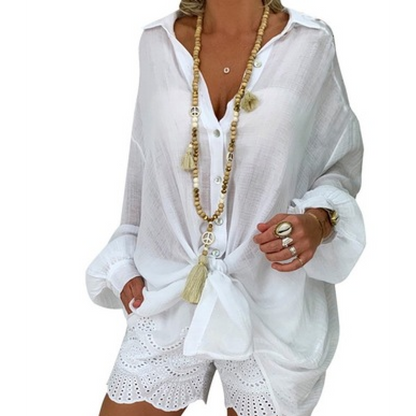 Women Shirts Casual Ripped Female blouse