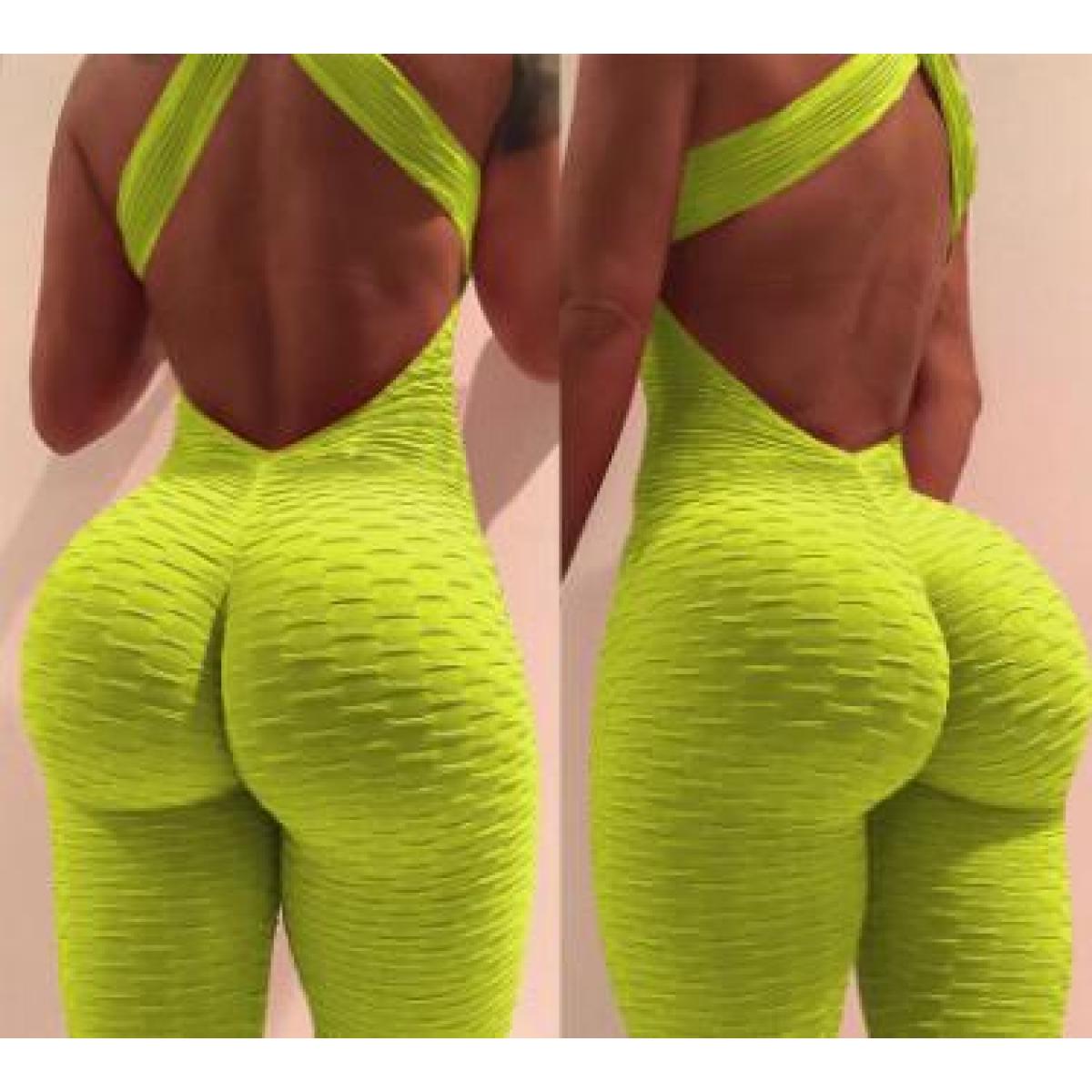 Yoga Jumpsuit Cross Design Backless Tracksuit