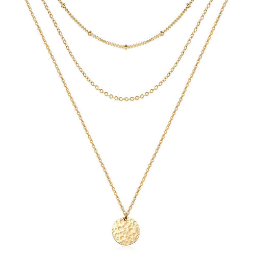 Layered Coin Pendant Necklace Set