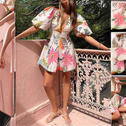 Summer Fashion Printed Pocket Dress