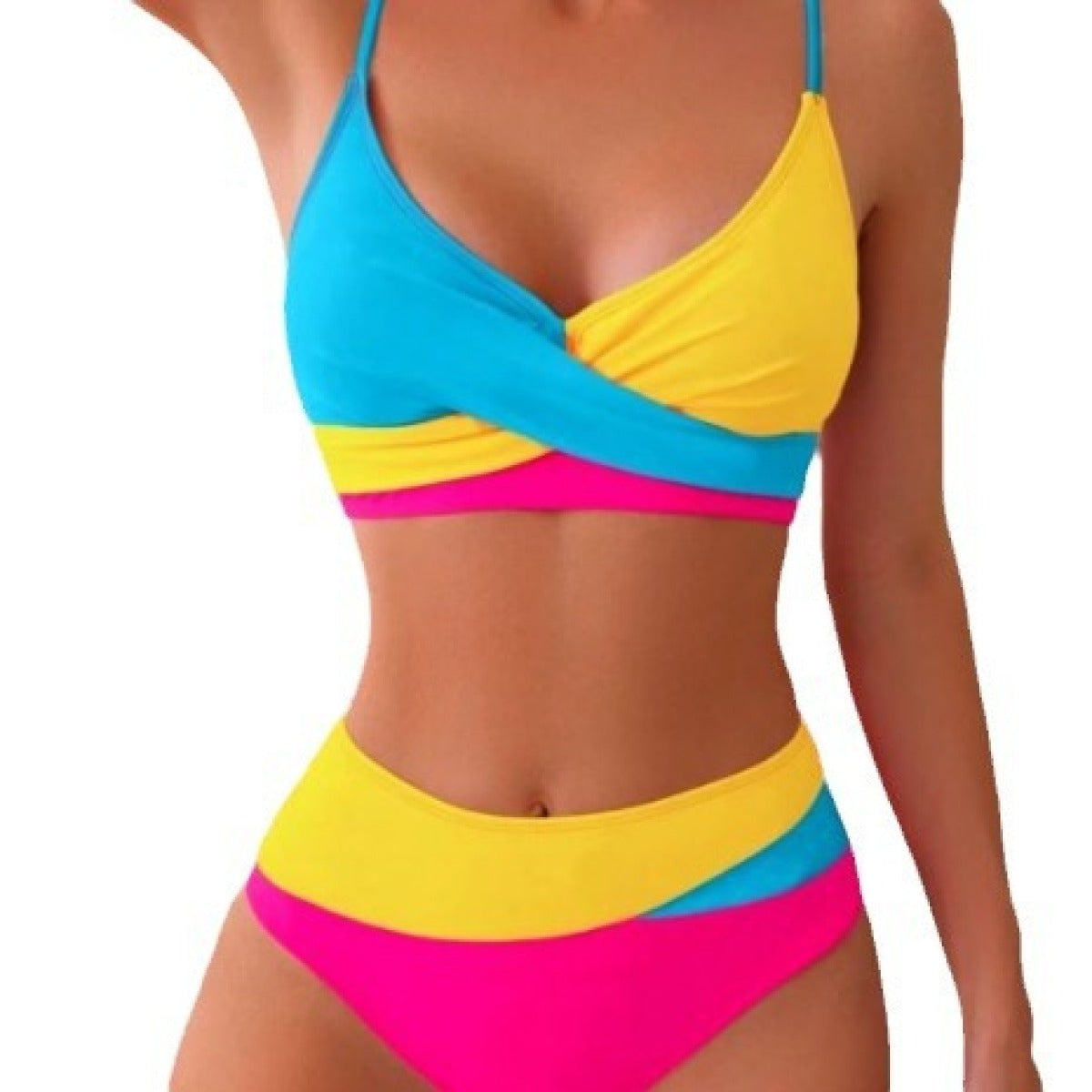 Split Swimsuit Color Contrast Bikini