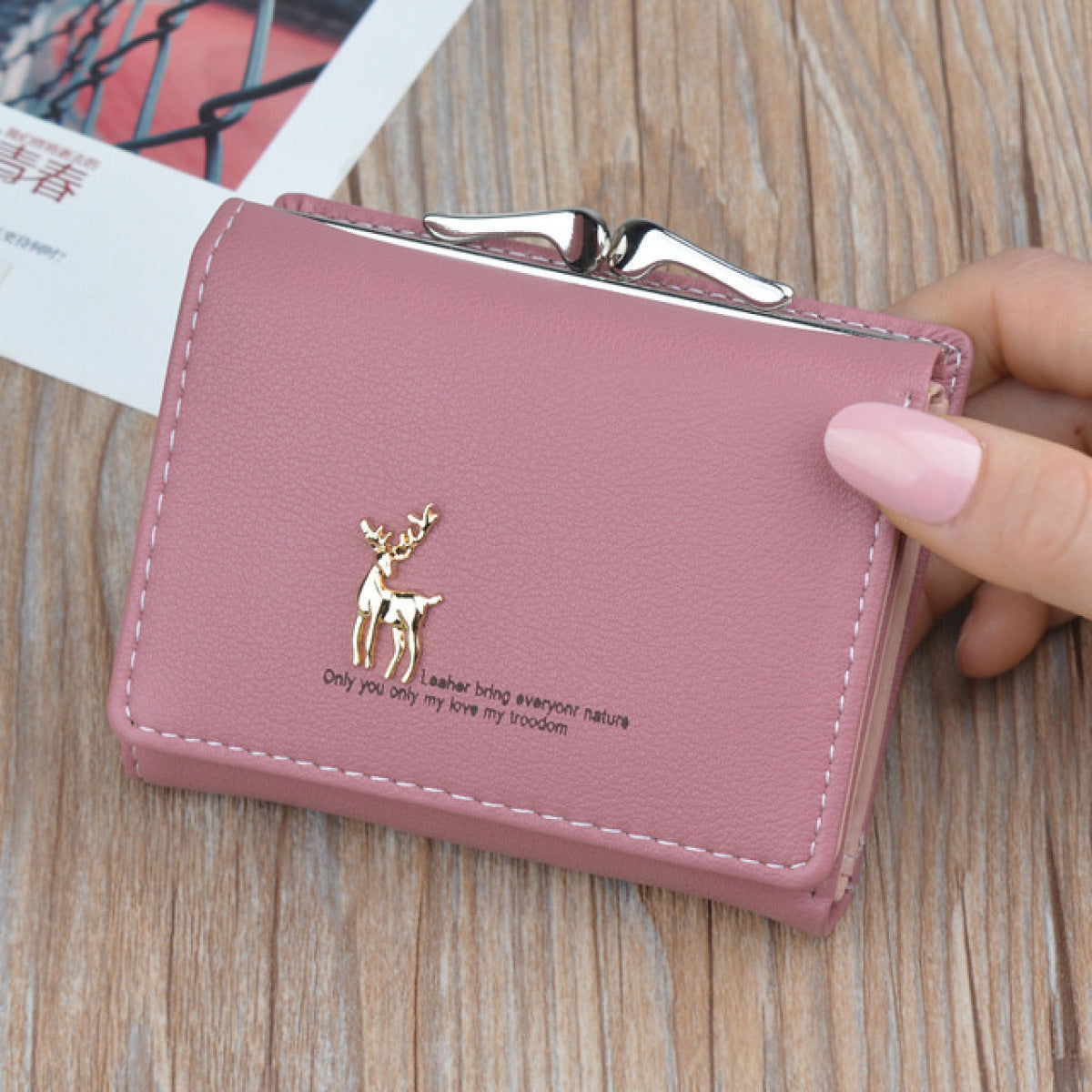 Pastel Pebbled Leather Card Wallet