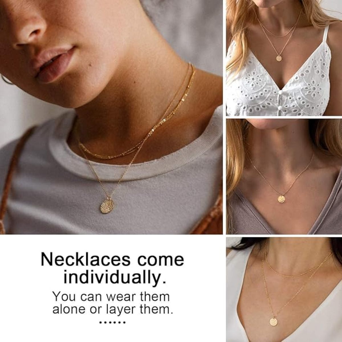 Layered Coin Pendant Necklace Set