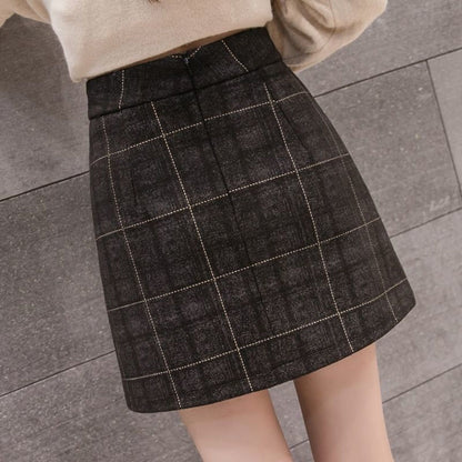 Plaid Button-Front Mini Skirt