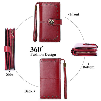 Cutout Floral Leather Clutch Wallet