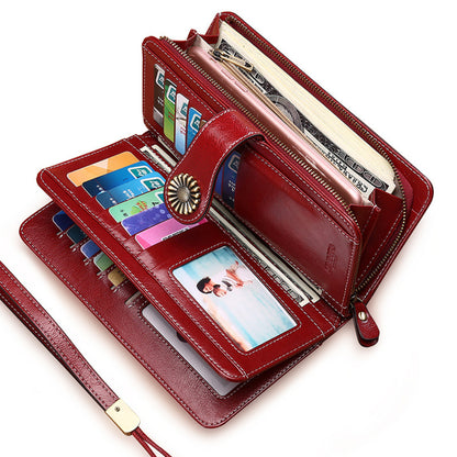 Cutout Floral Leather Clutch Wallet