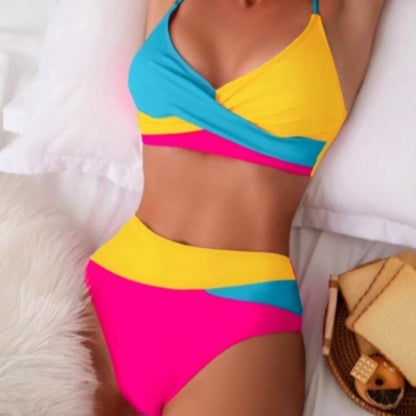 Split Swimsuit Color Contrast Bikini